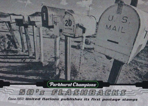 insert karta United Nations Stamps 22-23 Parkhurst Champions 50´s Flashbacks Gold číslo FB-10